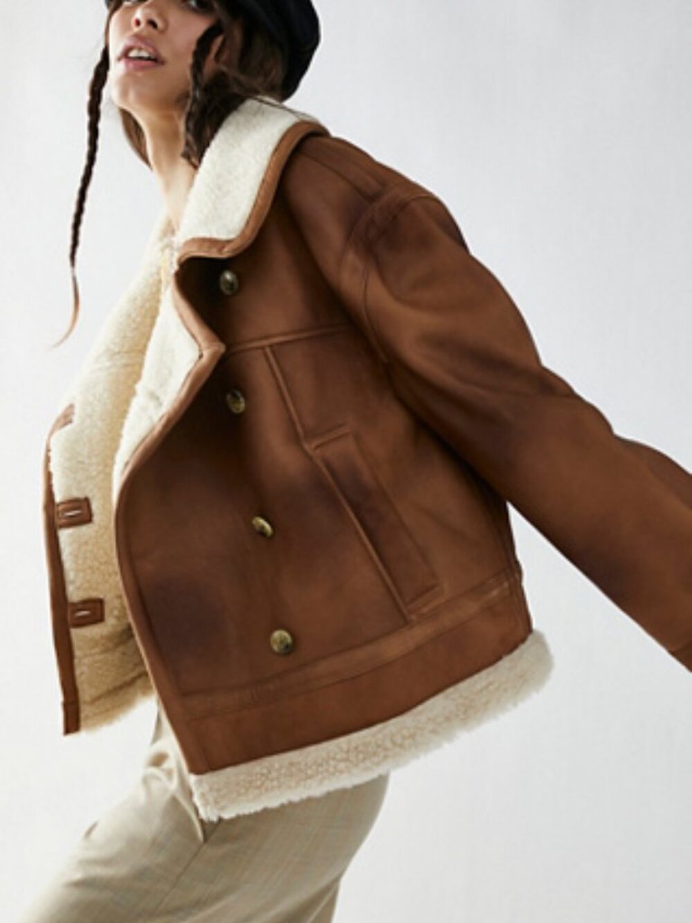Free People We The Free Fox Trot Moto Leather Aviator Jacket S